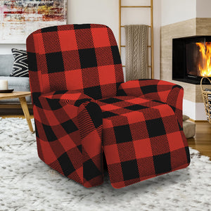 Lava Orange Buffalo Check Pattern Print Recliner Slipcover