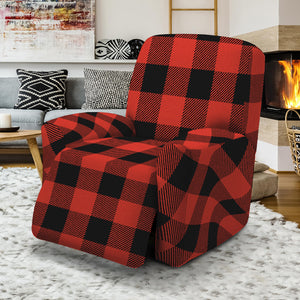 Lava Orange Buffalo Check Pattern Print Recliner Slipcover