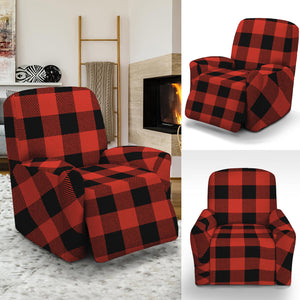 Lava Orange Buffalo Check Pattern Print Recliner Slipcover