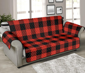 Lava Orange Buffalo Check Pattern Print Sofa Protector