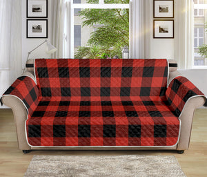 Lava Orange Buffalo Check Pattern Print Sofa Protector