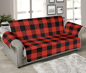 Lava Orange Buffalo Check Pattern Print Sofa Protector