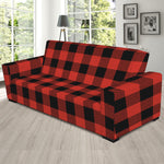 Lava Orange Buffalo Check Pattern Print Sofa Slipcover