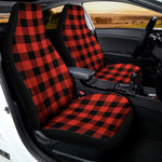 Lava Orange Buffalo Check Pattern Print Universal Fit Car Seat Covers