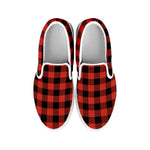 Lava Orange Buffalo Check Pattern Print White Slip On Shoes