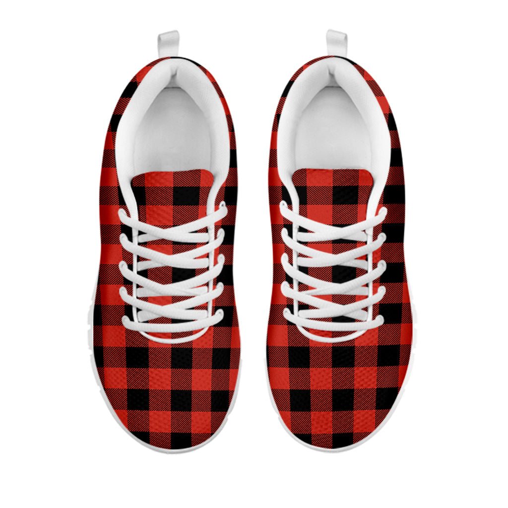 Lava Orange Buffalo Check Pattern Print White Sneakers