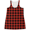 Lava Orange Buffalo Check Pattern Print Women's Racerback Tank Top