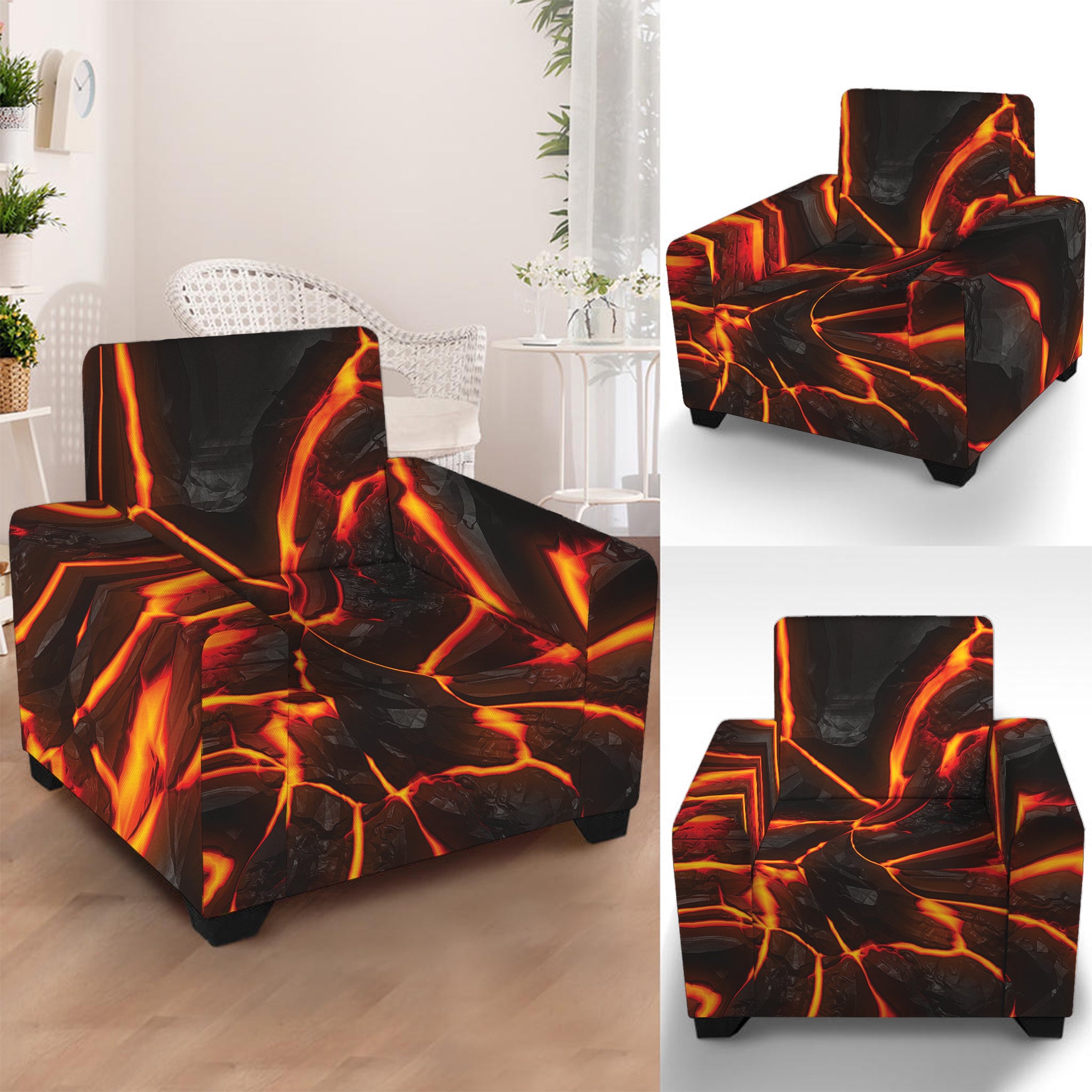 Lava Print Armchair Slipcover