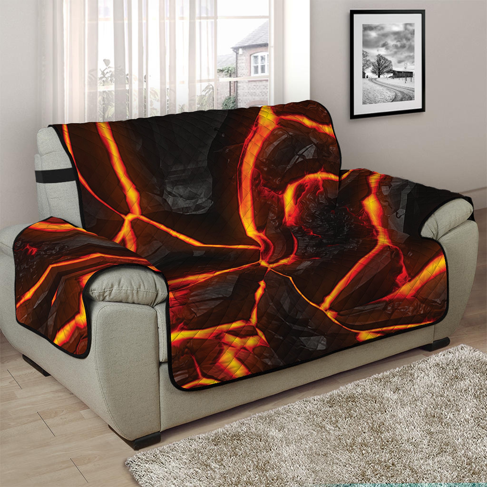 Lava Print Half Sofa Protector