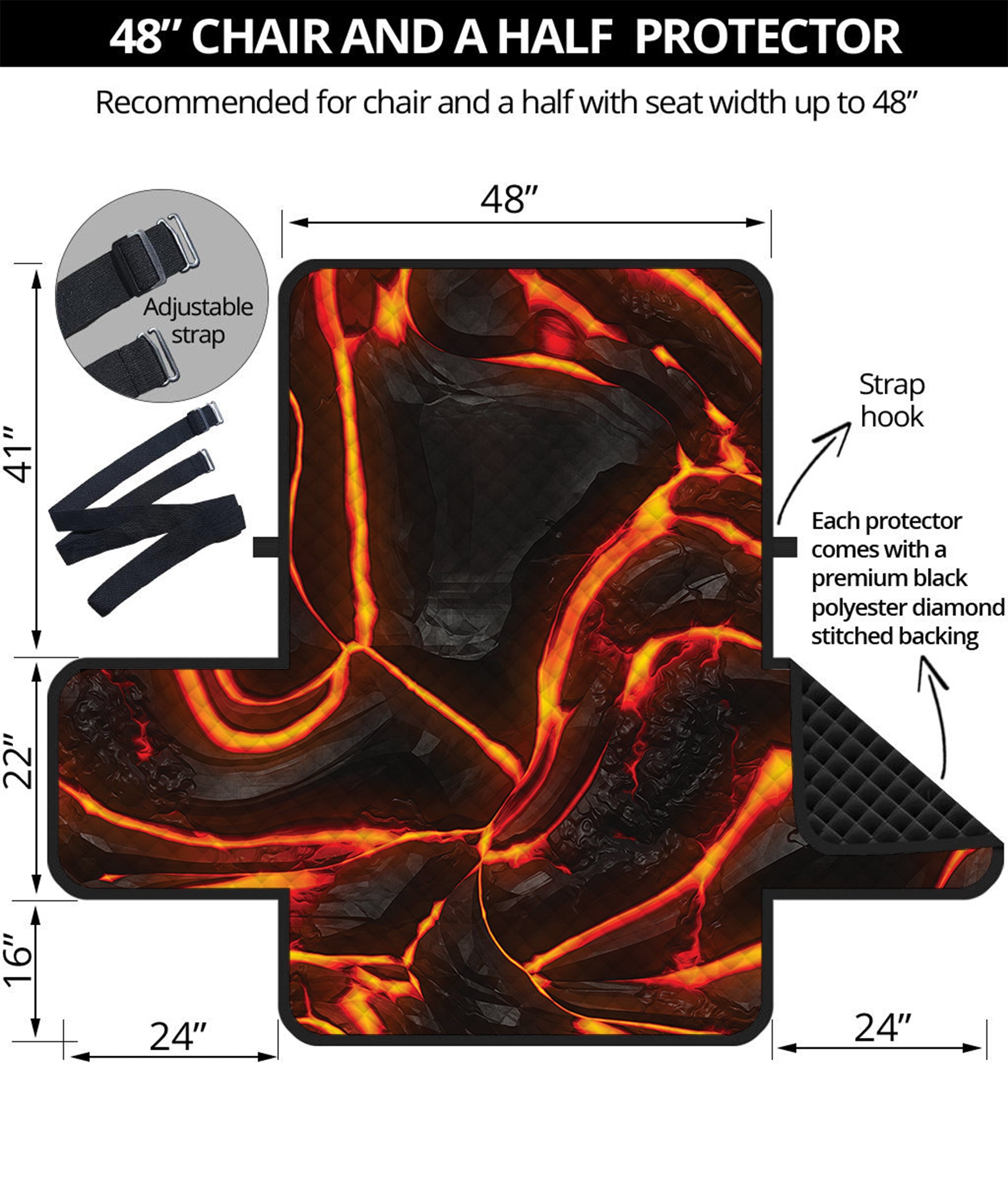 Lava Print Half Sofa Protector