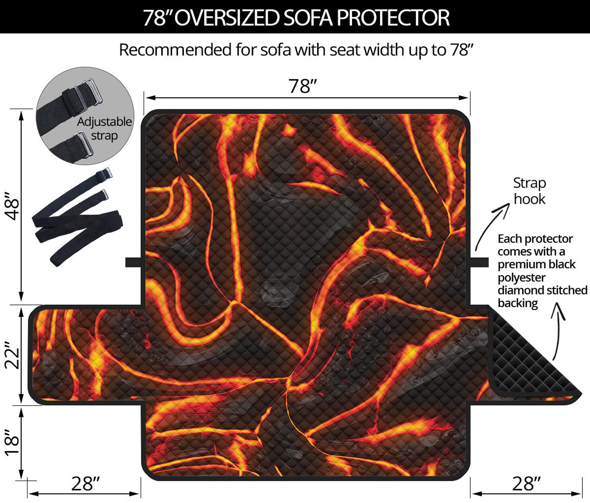 Lava Print Oversized Sofa Protector