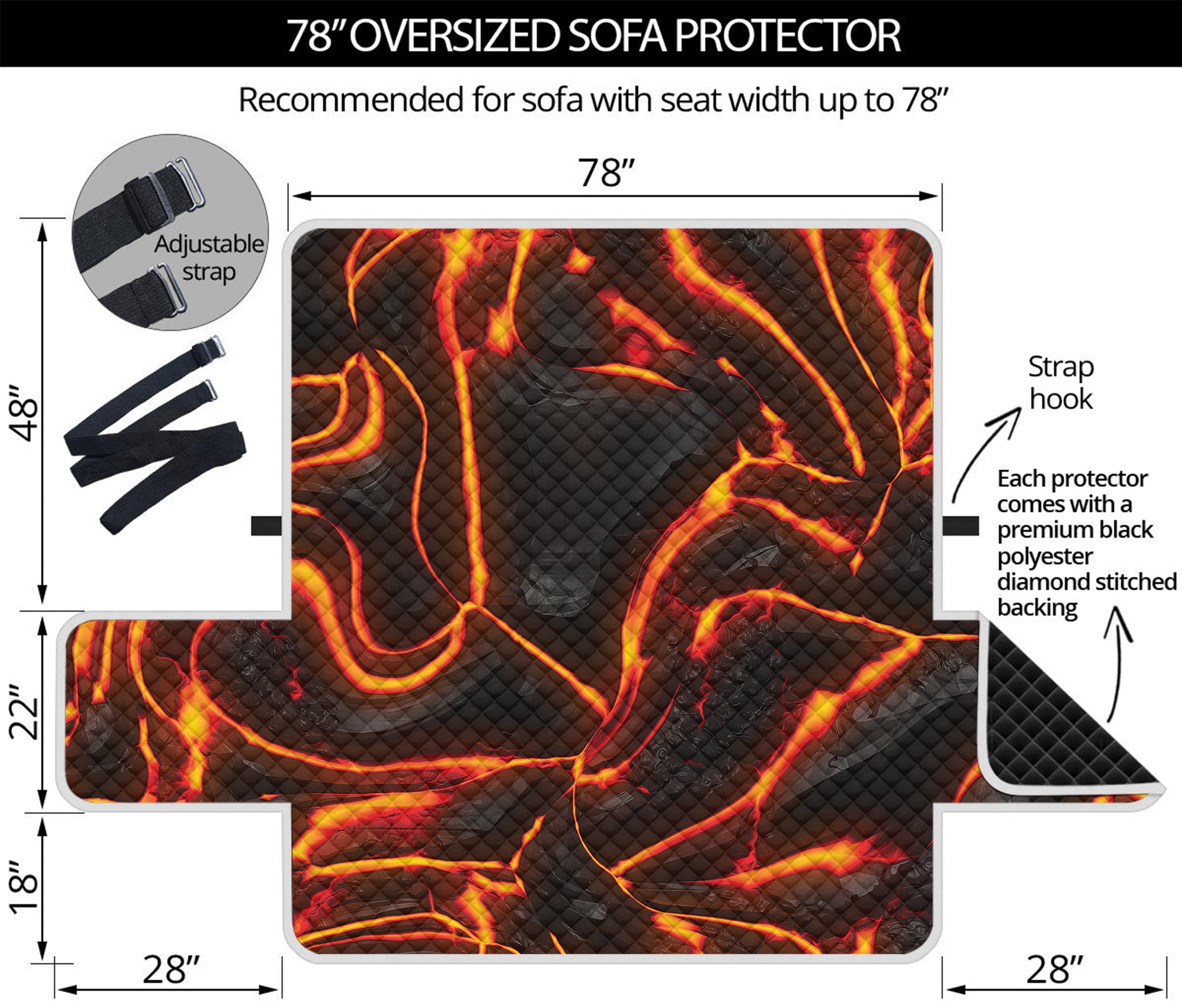 Lava Print Oversized Sofa Protector