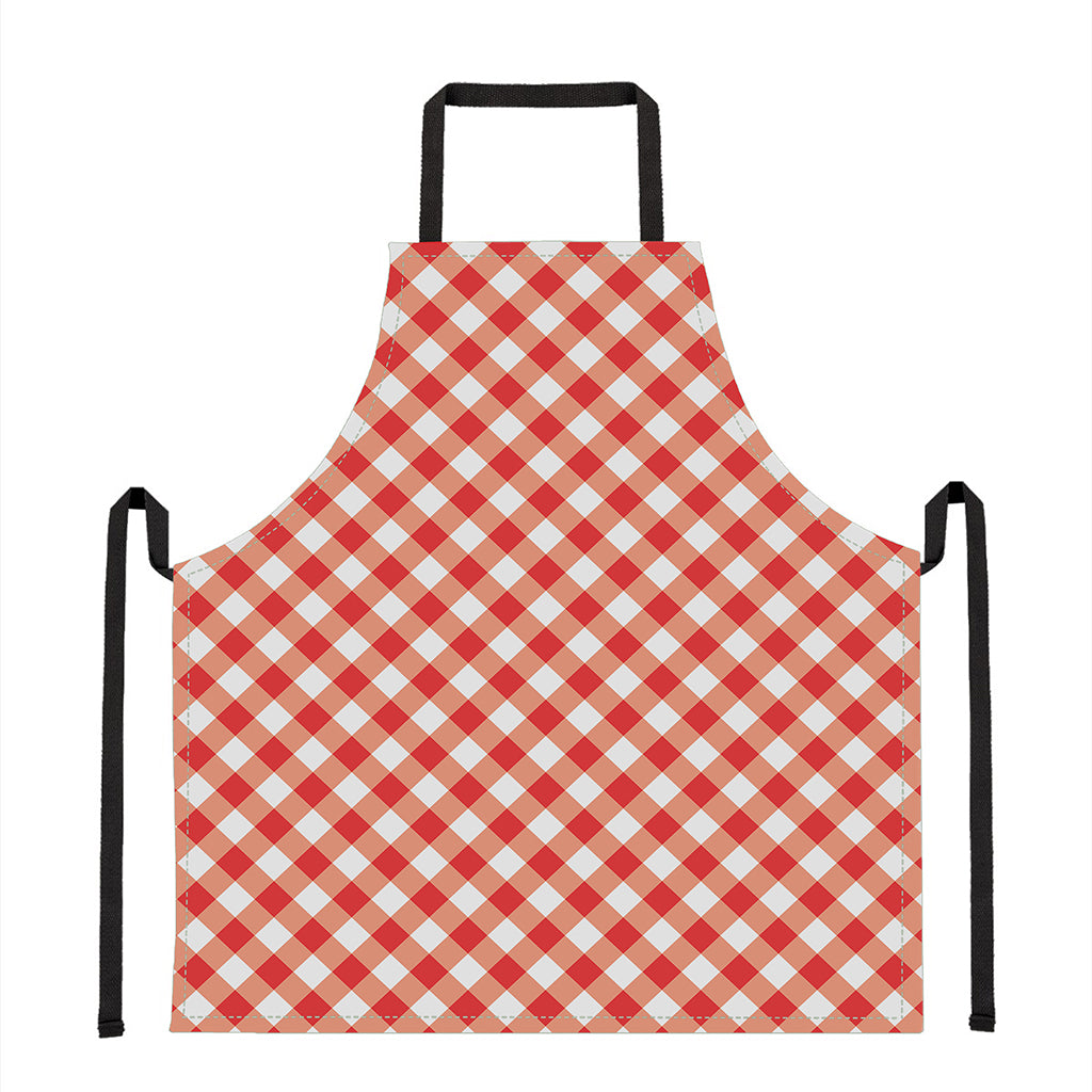 Lava Red And White Gingham Print Apron