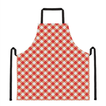 Lava Red And White Gingham Print Apron