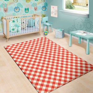 Lava Red And White Gingham Print Area Rug