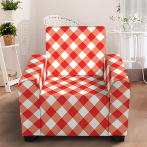 Lava Red And White Gingham Print Armchair Slipcover