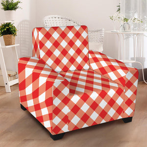 Lava Red And White Gingham Print Armchair Slipcover