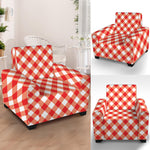 Lava Red And White Gingham Print Armchair Slipcover