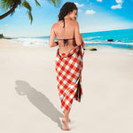 Lava Red And White Gingham Print Beach Sarong Wrap