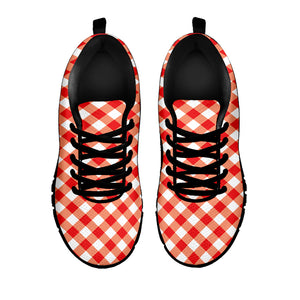 Lava Red And White Gingham Print Black Sneakers