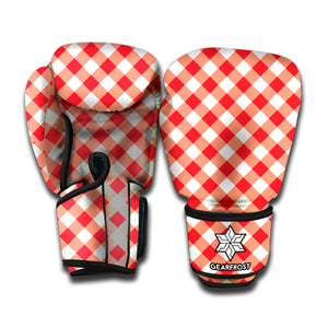 Lava Red And White Gingham Print Boxing Gloves