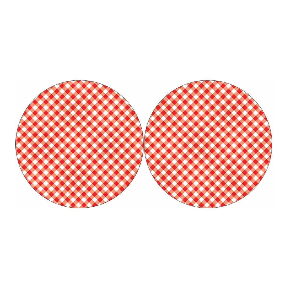 Lava Red And White Gingham Print Car Coasters