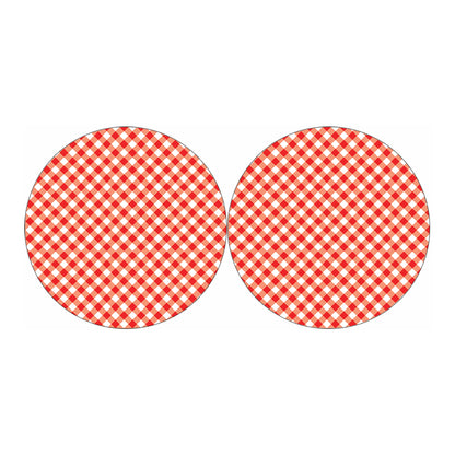 Lava Red And White Gingham Print Car Coasters