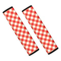 Lava Red And White Gingham Print Car Seat Belt Covers