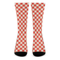 Lava Red And White Gingham Print Crew Socks