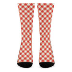 Lava Red And White Gingham Print Crew Socks