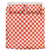 Lava Red And White Gingham Print Duvet Cover Bedding Set