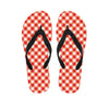 Lava Red And White Gingham Print Flip Flops