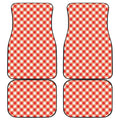 Lava Red And White Gingham Print Front and Back Car Floor Mats
