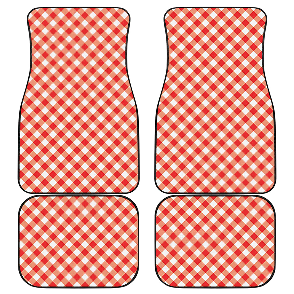 Lava Red And White Gingham Print Front and Back Car Floor Mats