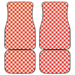 Lava Red And White Gingham Print Front and Back Car Floor Mats