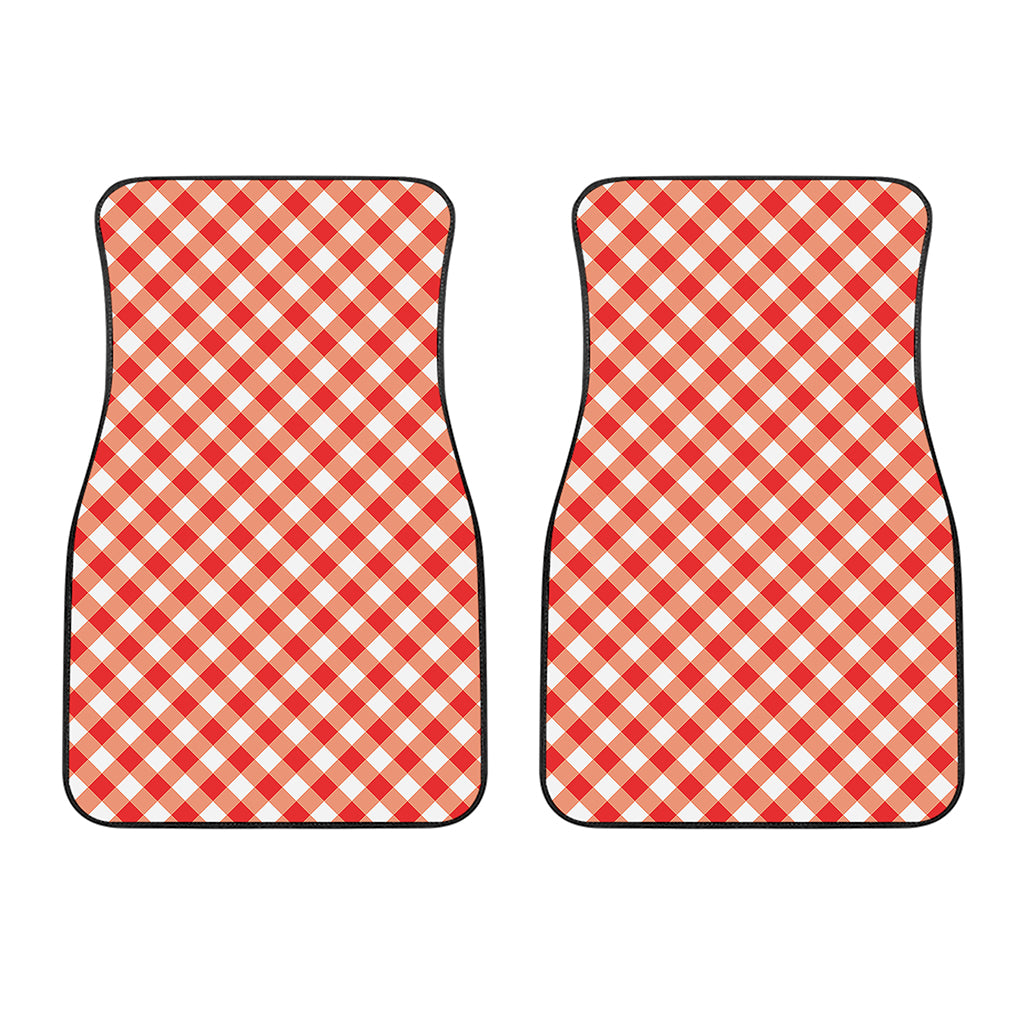 Lava Red And White Gingham Print Front Car Floor Mats