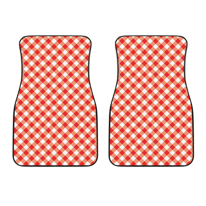 Lava Red And White Gingham Print Front Car Floor Mats