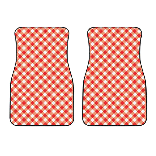 Lava Red And White Gingham Print Front Car Floor Mats