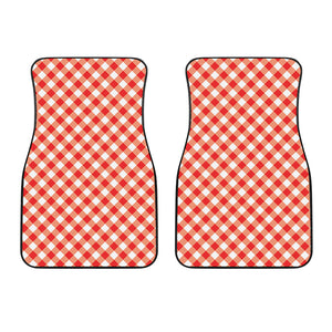 Lava Red And White Gingham Print Front Car Floor Mats