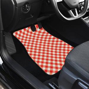 Lava Red And White Gingham Print Front Car Floor Mats