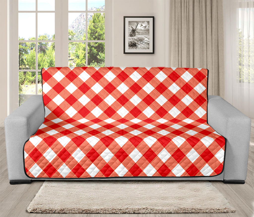 Lava Red And White Gingham Print Futon Protector