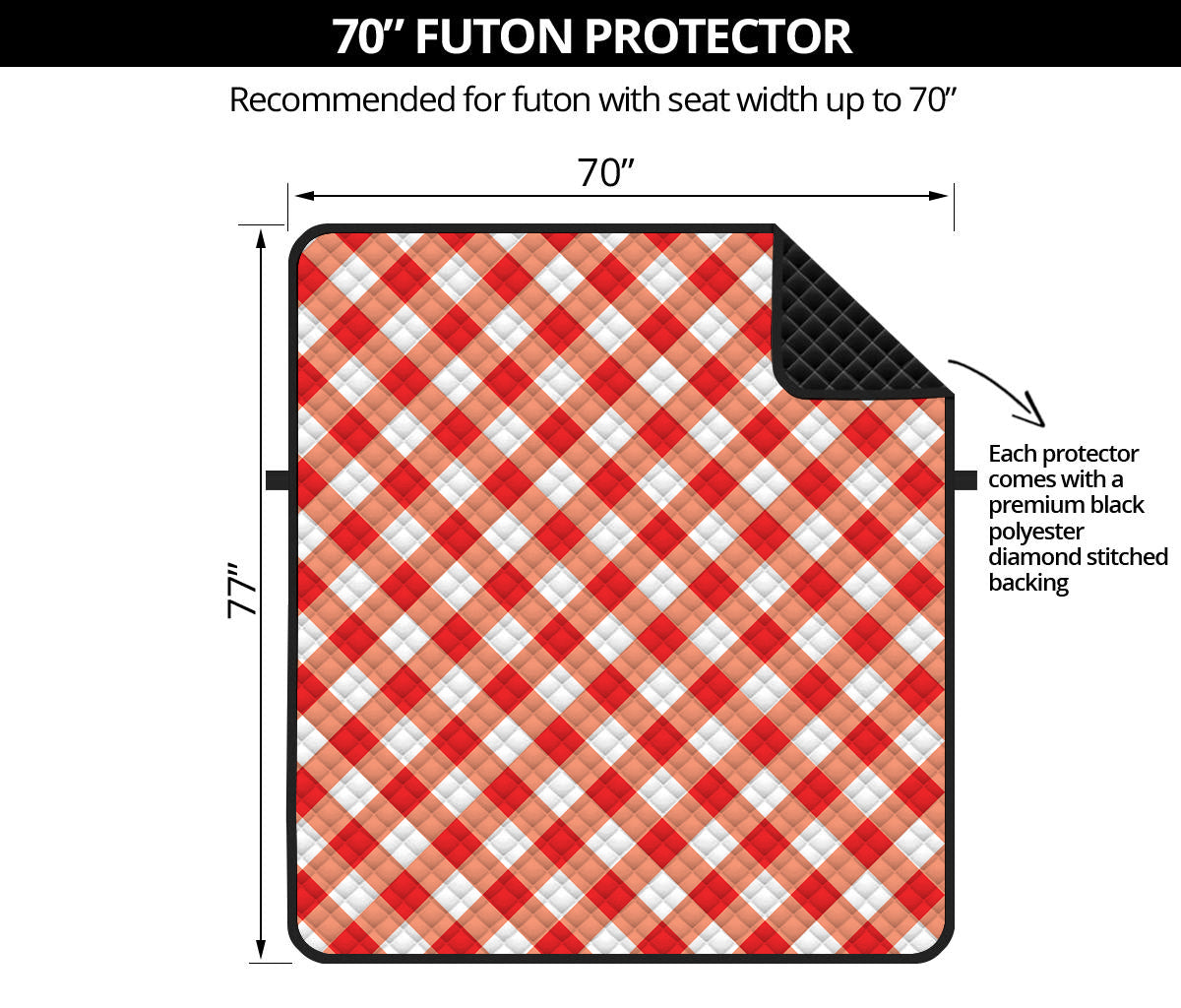 Lava Red And White Gingham Print Futon Protector