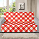 Lava Red And White Gingham Print Futon Protector