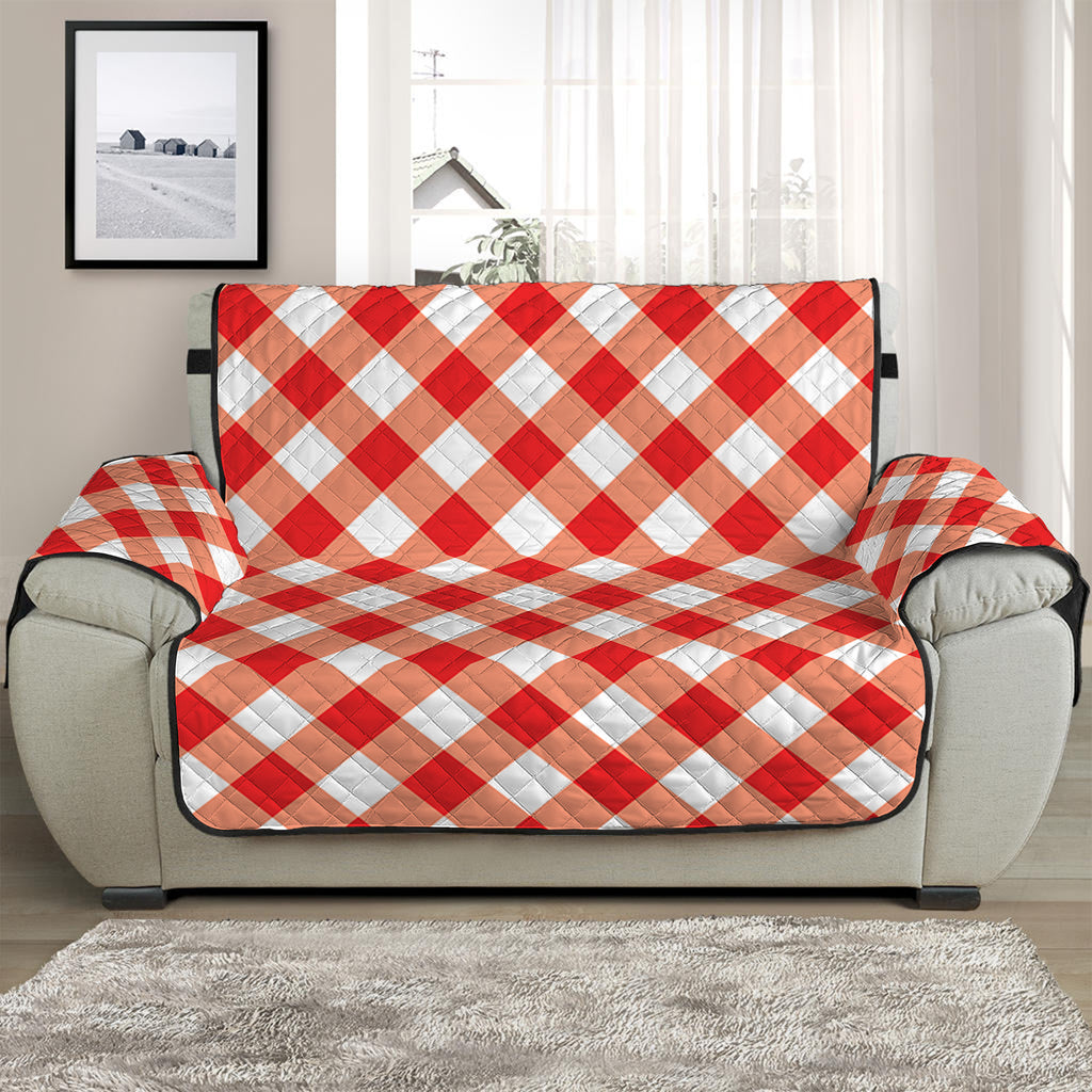 Lava Red And White Gingham Print Half Sofa Protector