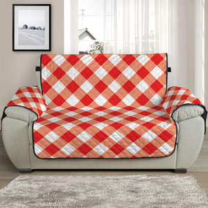 Lava Red And White Gingham Print Half Sofa Protector