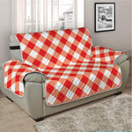 Lava Red And White Gingham Print Half Sofa Protector