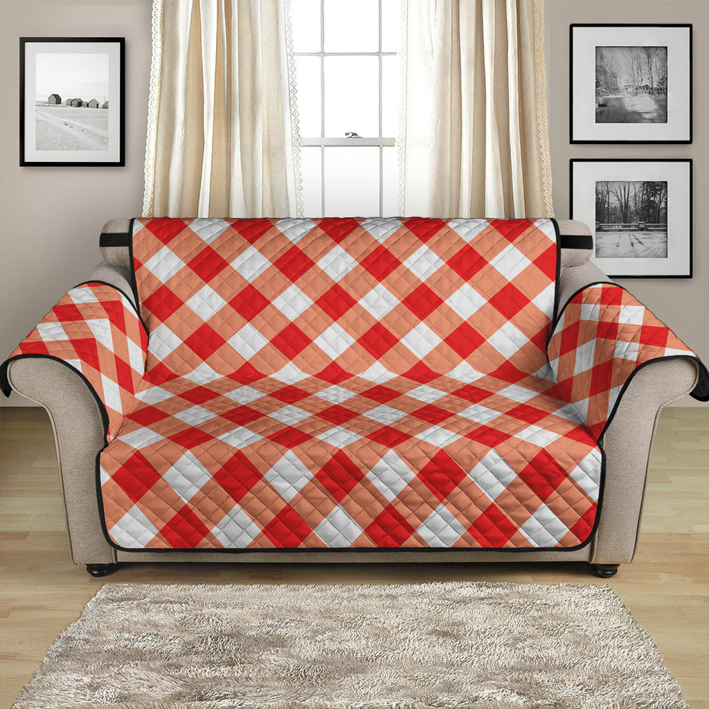 Lava Red And White Gingham Print Loveseat Protector