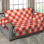 Lava Red And White Gingham Print Loveseat Protector