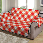 Lava Red And White Gingham Print Loveseat Protector