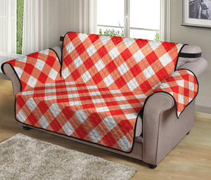 Lava Red And White Gingham Print Loveseat Protector